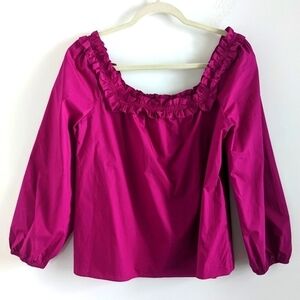 J Crew Magenta Pink Ruffle Penny Blouse S